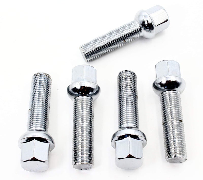 Veritek Performance Set of 20 Veritek 14x1.5mm 2.75 Inch 45mm Shank Length 17mm Hex Chrome R12 Ball Seat Wheel Lug Bolts for Mercedes Mercedes S CL Class Sedans & GL GLK ML SUV Factory Wheels - Image 1